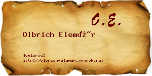 Olbrich Elemér névjegykártya